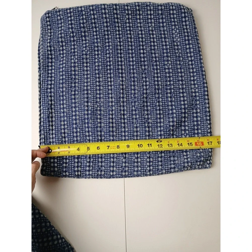 Pottery Barn Honeycomb Sham Lot of 2 Midnight Navy Blue Textured Cotton 17
